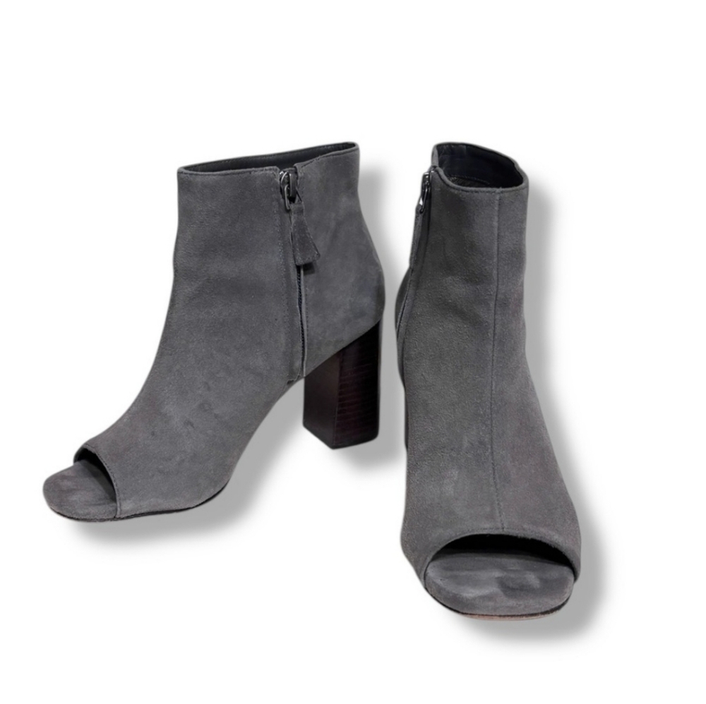 JOHNSTON & MURPHY Grey Suede Peep Toe Lizzie Booties